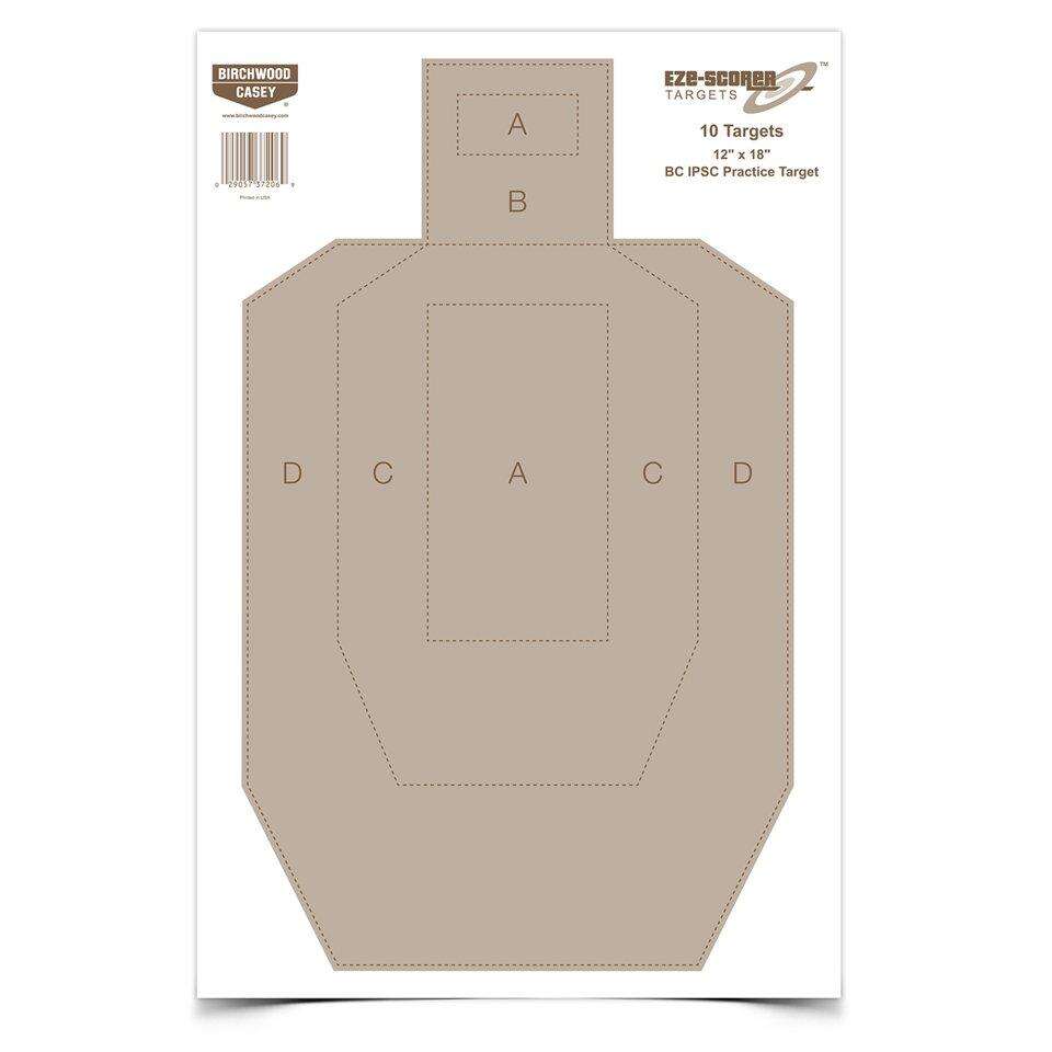 Targets Birchwood Casey Ready Series EZE-SCORER 12" X 18" BC IPSC PRACTICE PAPER - 10-PK • Model: Ready Series